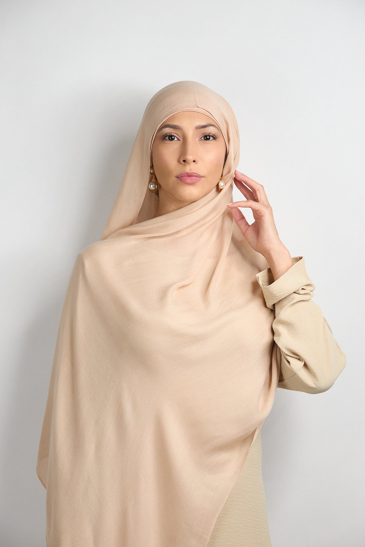 Modal Hijab With Matching Undercap Nude Beige 