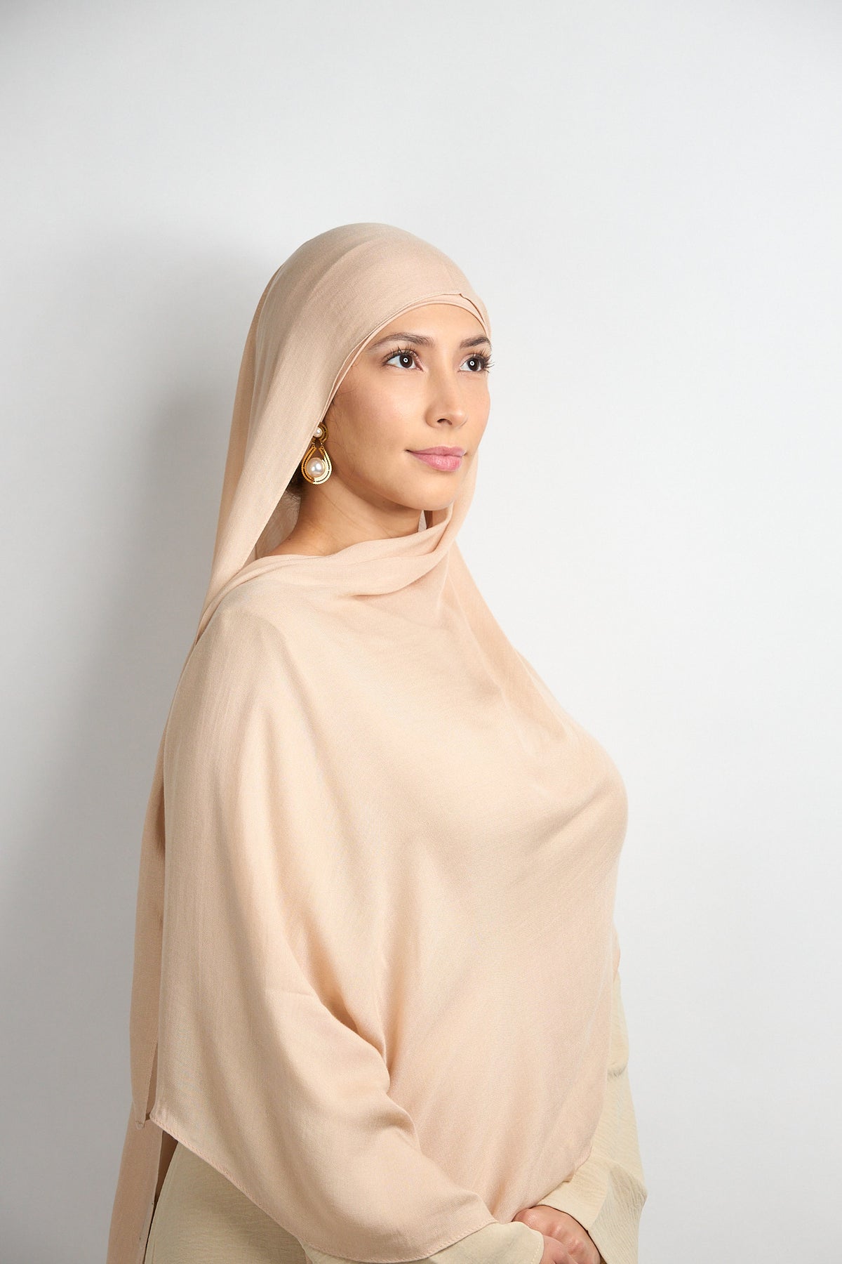 Modal Hijab With Matching Undercap Nude Beige 