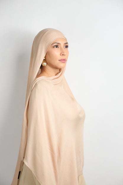 Modal Hijab With Matching Undercap Nude Beige 