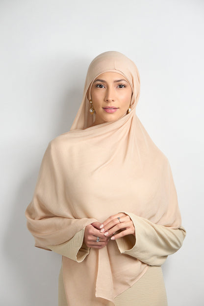 Modal Hijab With Matching Undercap Nude Beige 