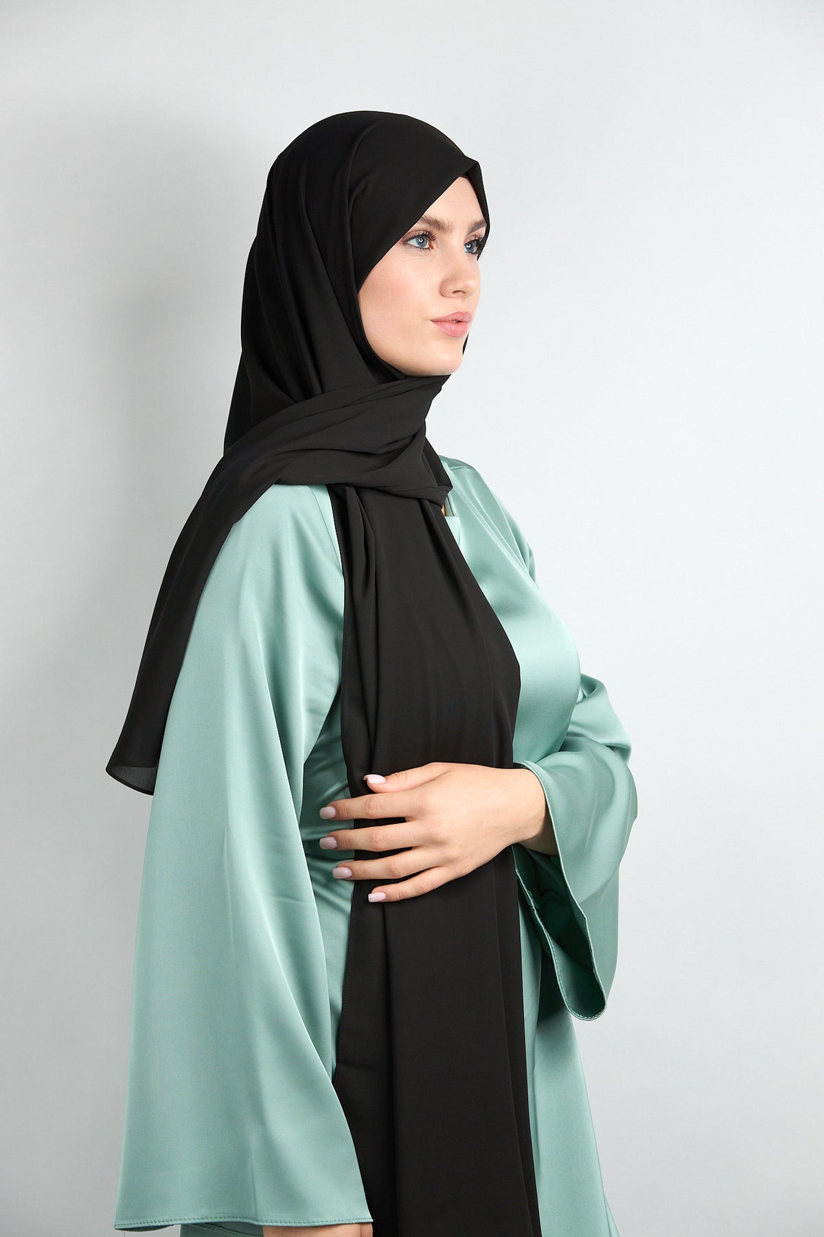 Diamond Chiffon Hijab with Matching Undercap Black 