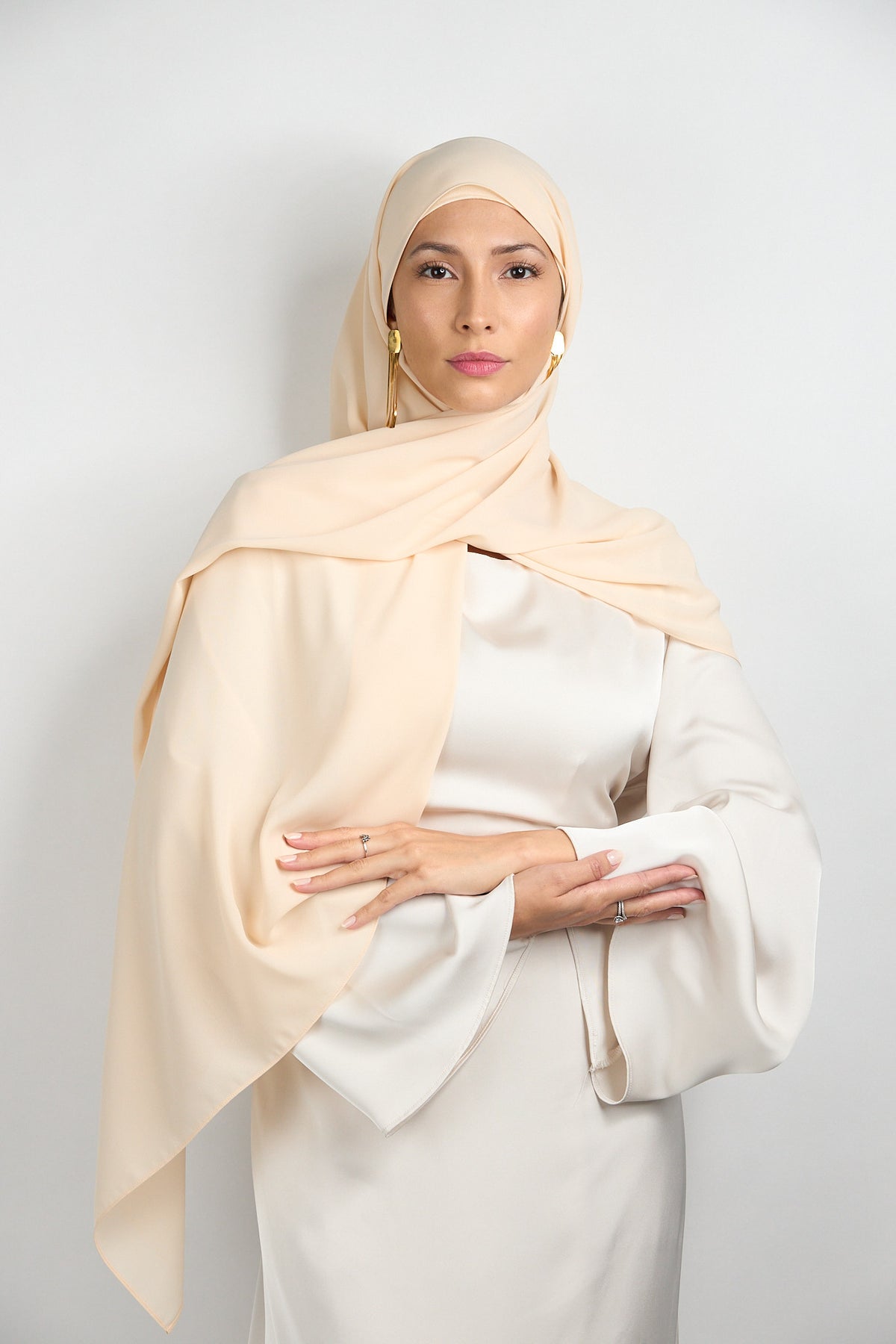 Diamond Chiffon Hijab with Matching Undercap Bone Beige 2 
