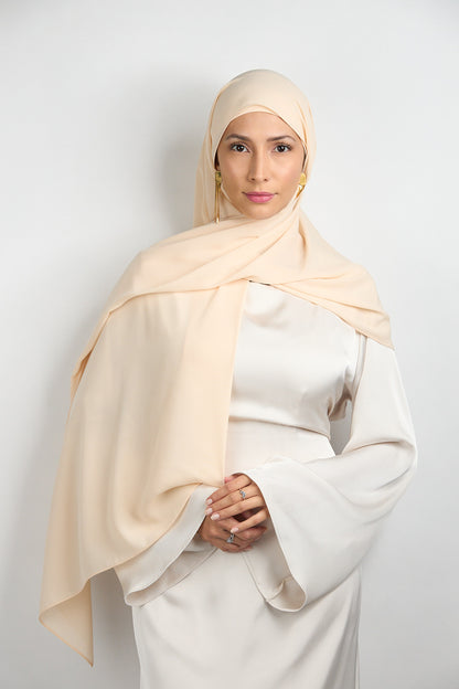 Diamond Chiffon Hijab with Matching Undercap Bone Beige 2 