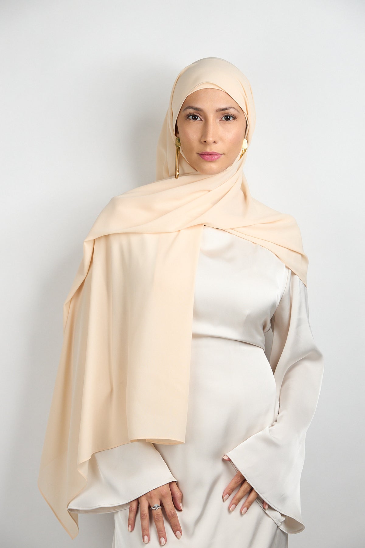 Diamond Chiffon Hijab with Matching Undercap Bone Beige 2 