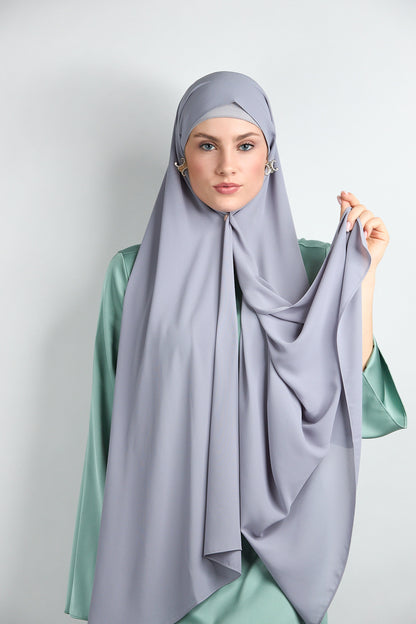 Diamond Chiffon Hijab with Matching Undercap Gray 