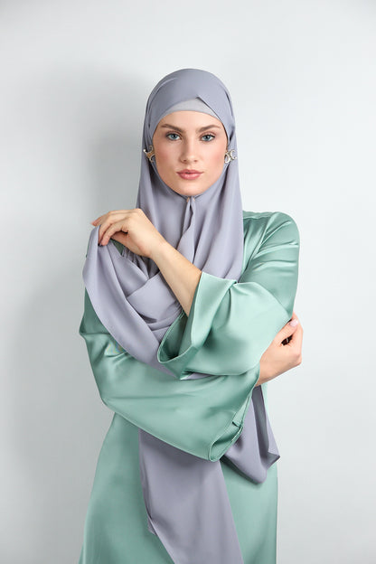 Diamond Chiffon Hijab with Matching Undercap Gray 