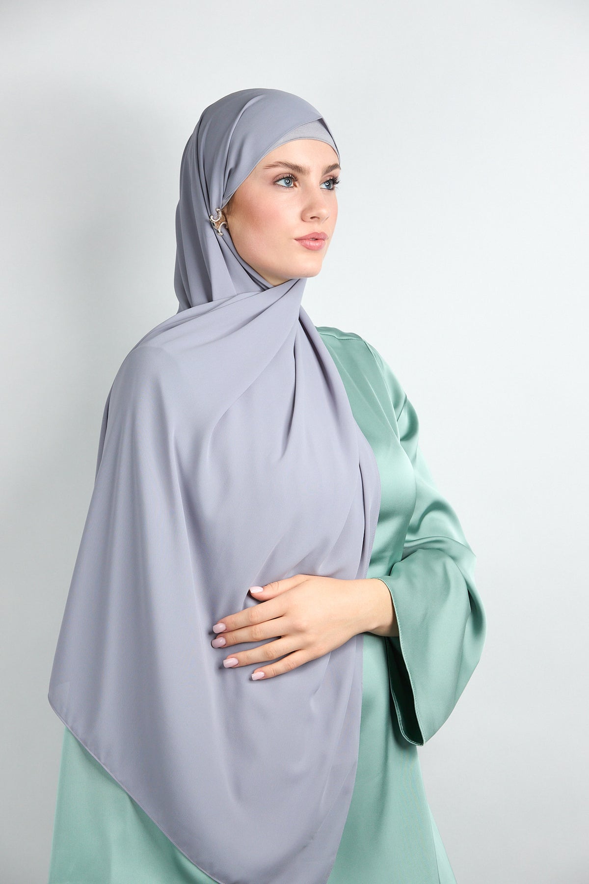 Diamond Chiffon Hijab with Matching Undercap Gray 