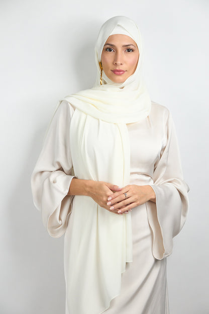Diamond Chiffon Hijab with Matching Undercap Off White 
