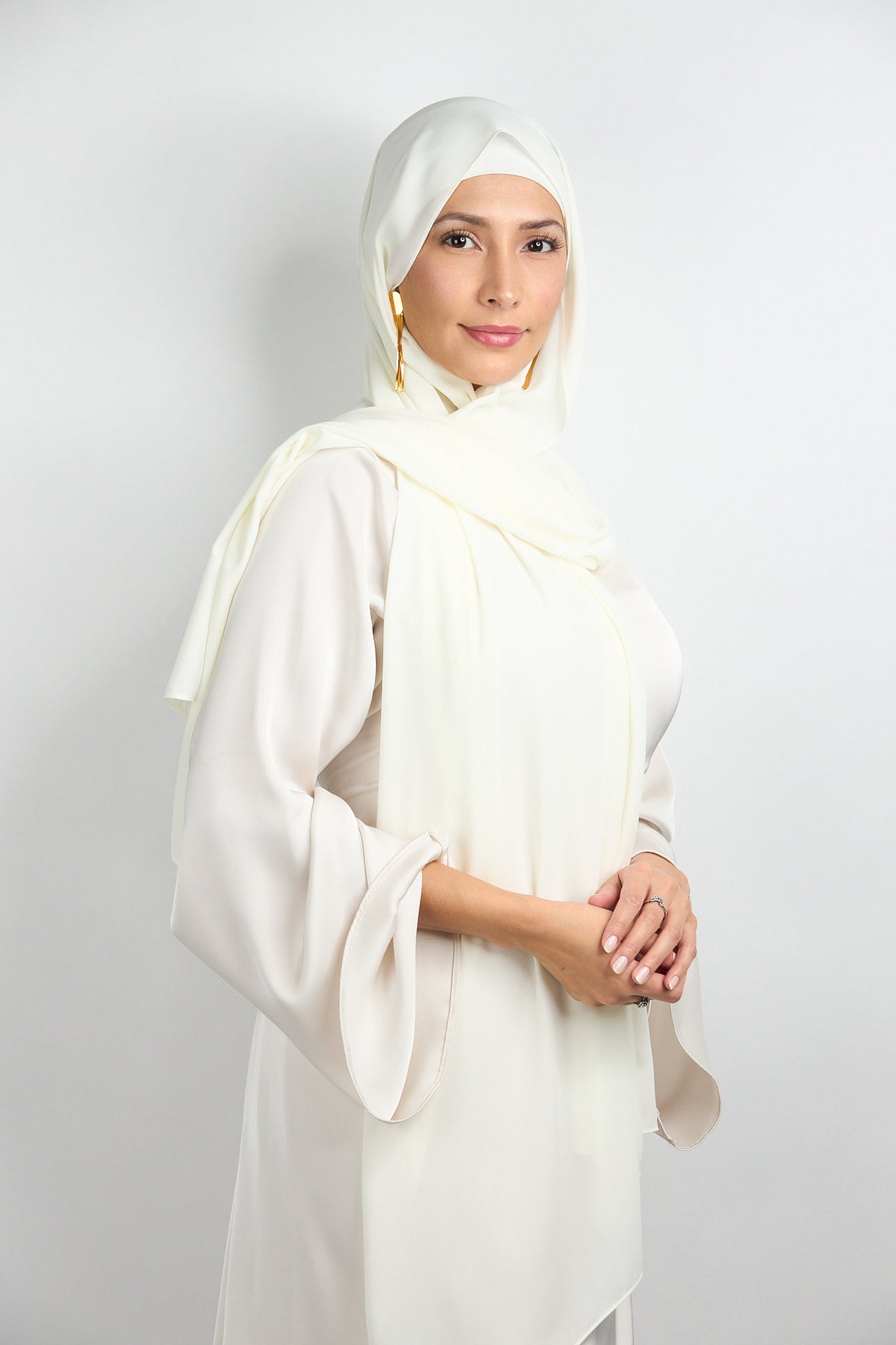 Diamond Chiffon Hijab with Matching Undercap Off White 