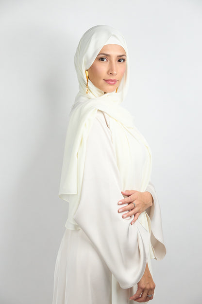 Diamond Chiffon Hijab with Matching Undercap Off White 