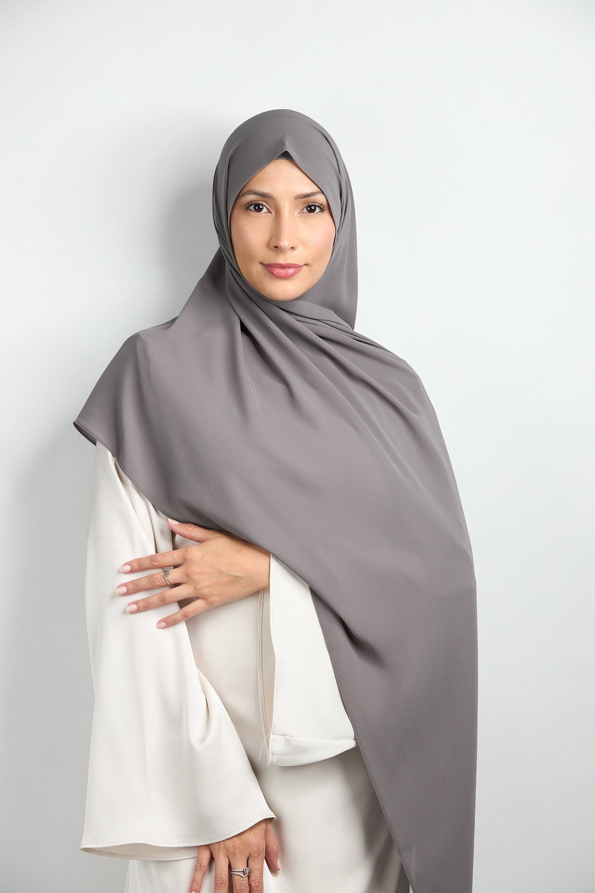 Diamond Chiffon Hijab with Matching Undercap Greyish Grey 