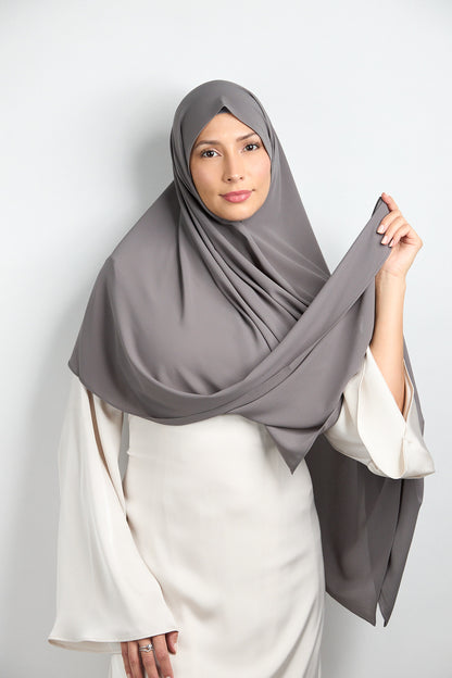 Diamond Chiffon Hijab with Matching Undercap Greyish Grey 