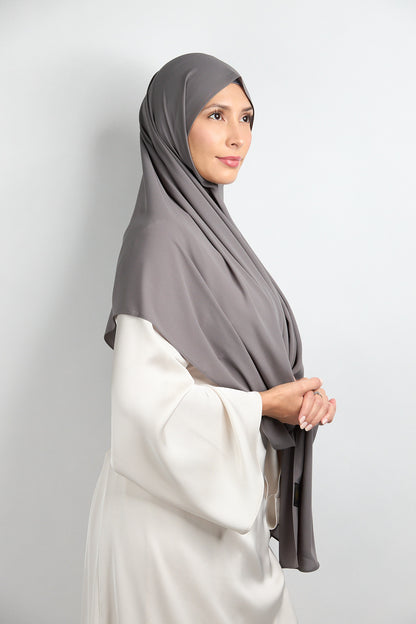 Diamond Chiffon Hijab with Matching Undercap Greyish Grey 