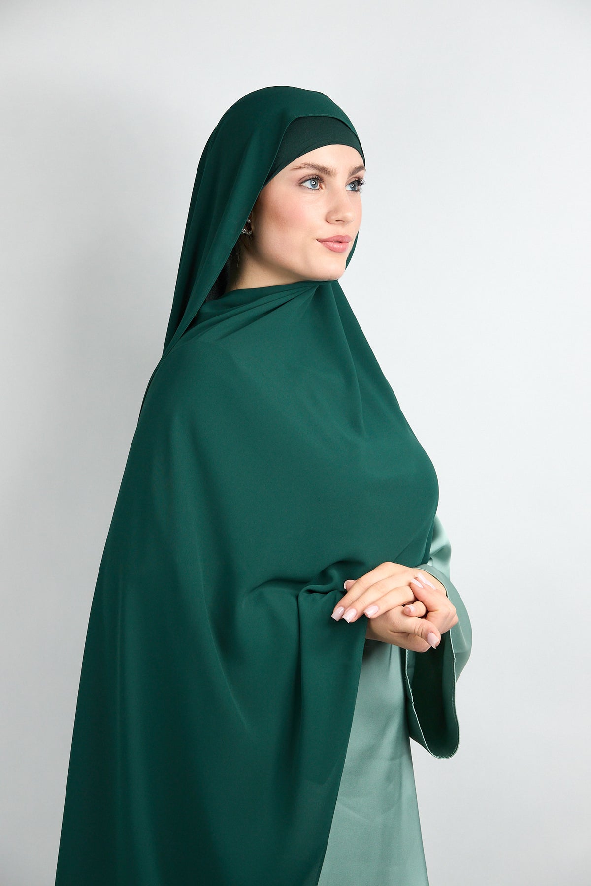 Diamond Chiffon Hijab with Matching Undercap Emerald Green 