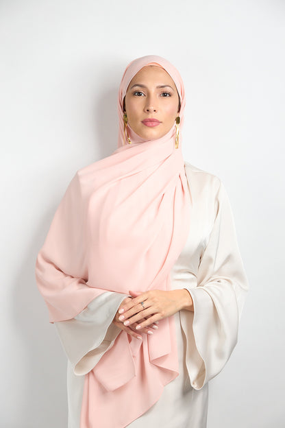 Diamond Chiffon Hijab with Undercap Salmon Pink 