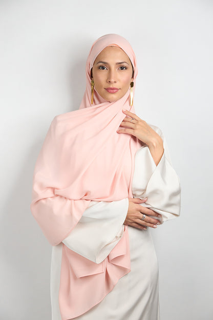 Diamond Chiffon Hijab with Undercap Salmon Pink 