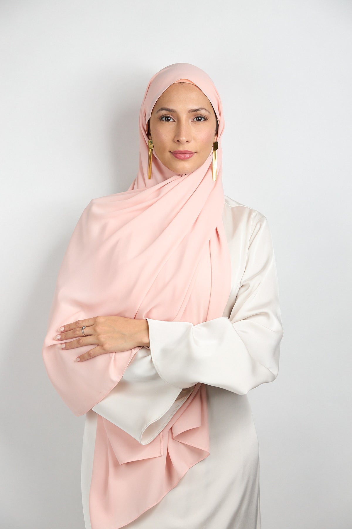 Diamond Chiffon Hijab with Undercap Salmon Pink 