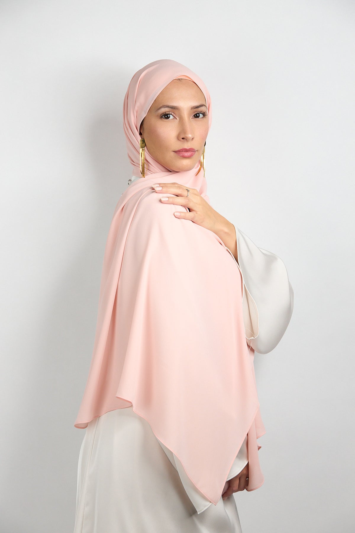 Diamond Chiffon Hijab with Undercap Salmon Pink 