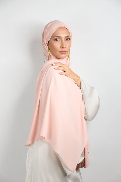 Diamond Chiffon Hijab with Undercap Salmon Pink 