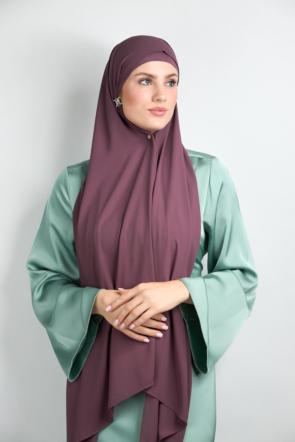 Diamond Chiffon Hijab with Matching Undercap Muted Purple 
