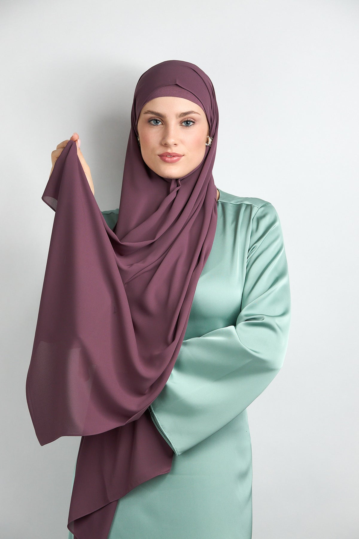 Diamond Chiffon Hijab with Matching Undercap Muted Purple 