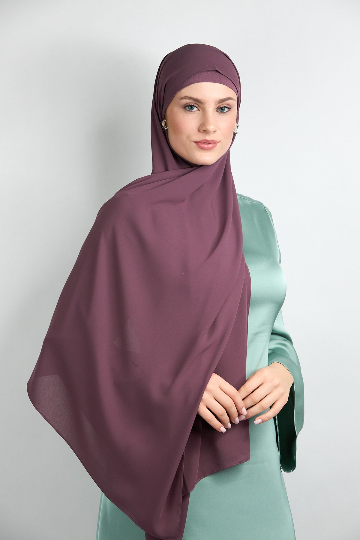 Diamond Chiffon Hijab with Matching Undercap Muted Purple 