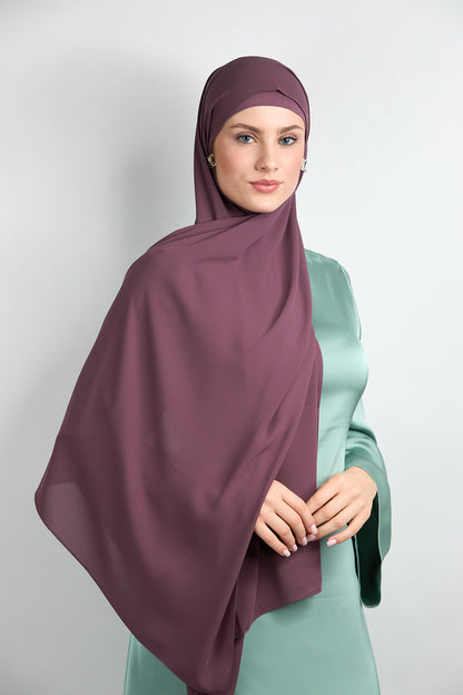 Diamond Chiffon Hijab with Matching Undercap Muted Purple 
