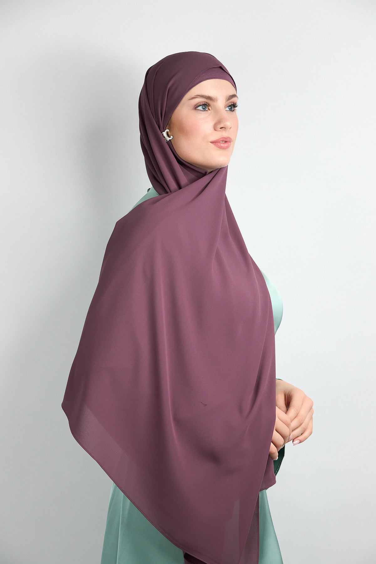 Diamond Chiffon Hijab with Matching Undercap Muted Purple 