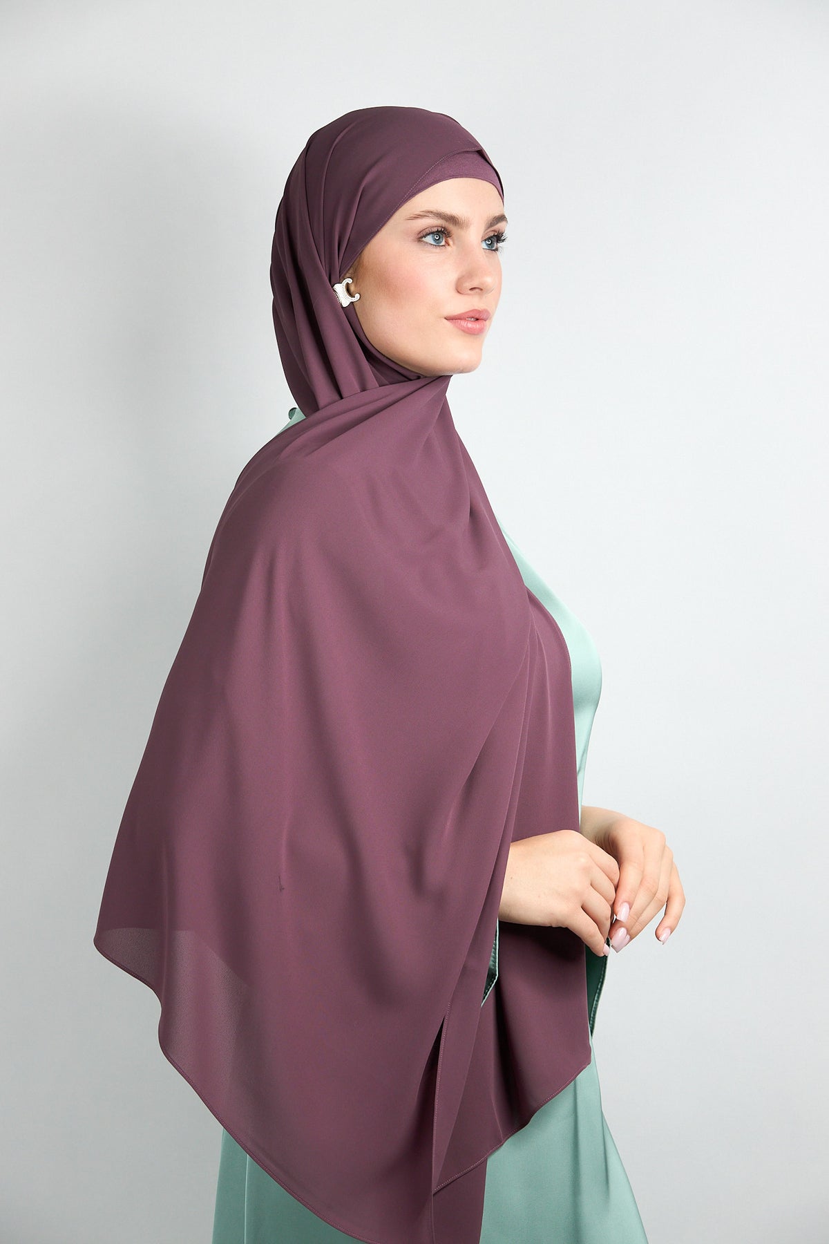 Diamond Chiffon Hijab with Matching Undercap Muted Purple 