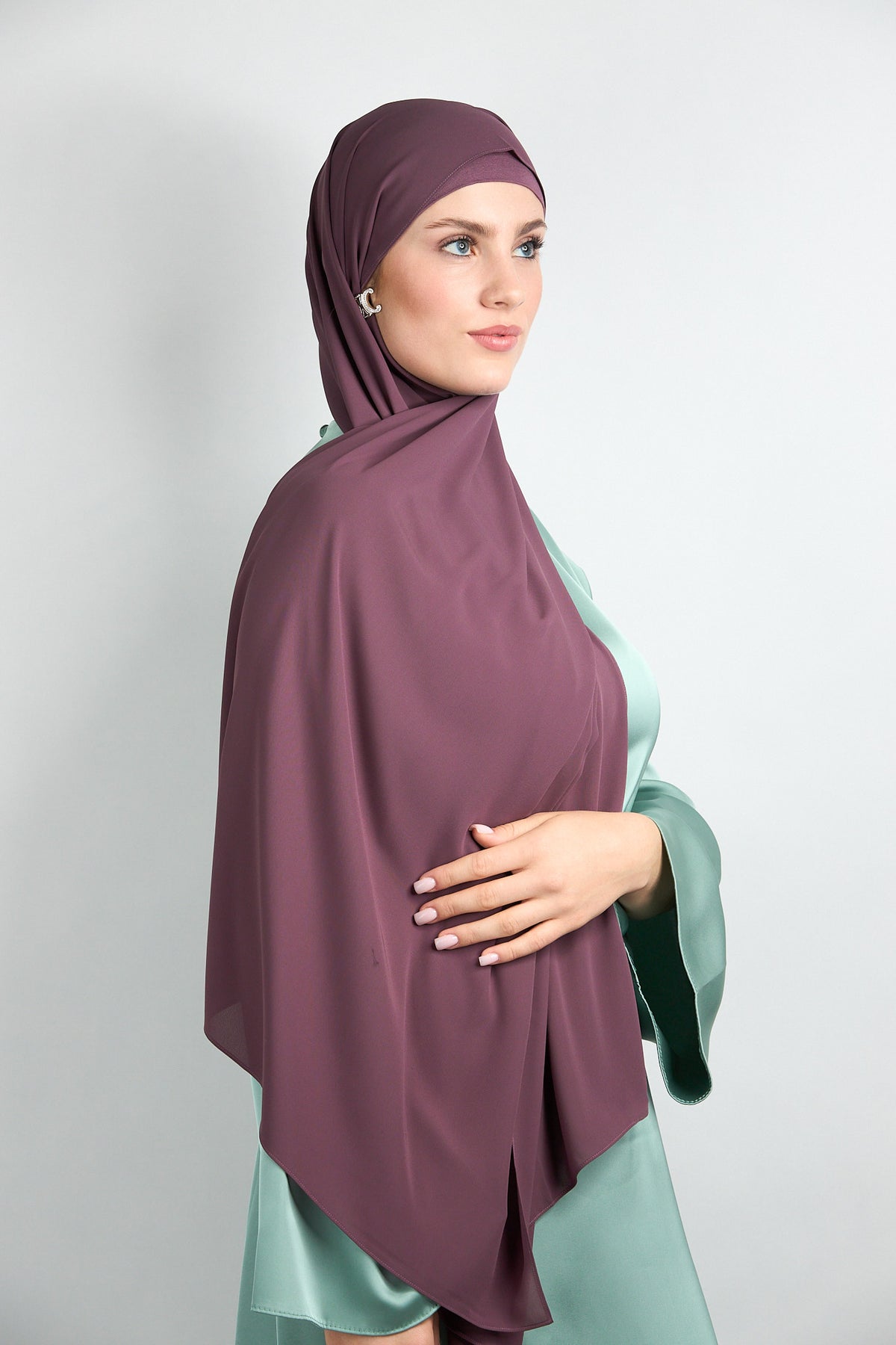 Diamond Chiffon Hijab with Matching Undercap Muted Purple 