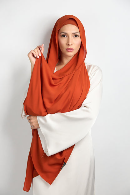 Diamond Chiffon Hijab with Matching Undercap Terracotta Orange 