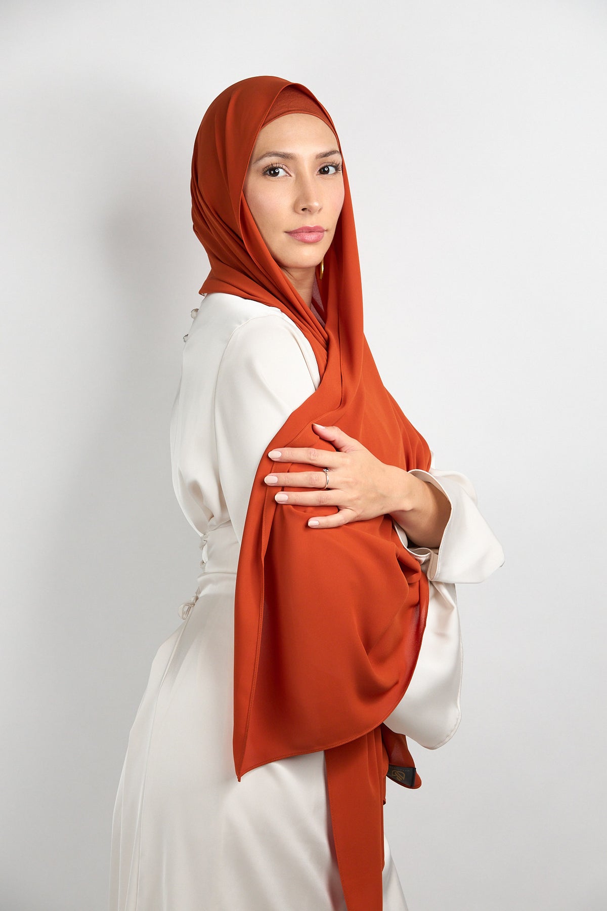 Diamond Chiffon Hijab with Matching Undercap Terracotta Orange 