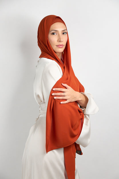 Diamond Chiffon Hijab with Matching Undercap Terracotta Orange 
