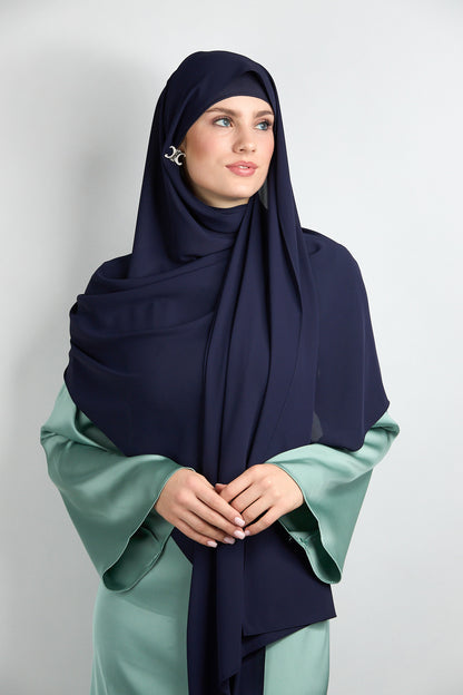Diamond Chiffon Hijab with Matching Undercap Navy Blue 1 
