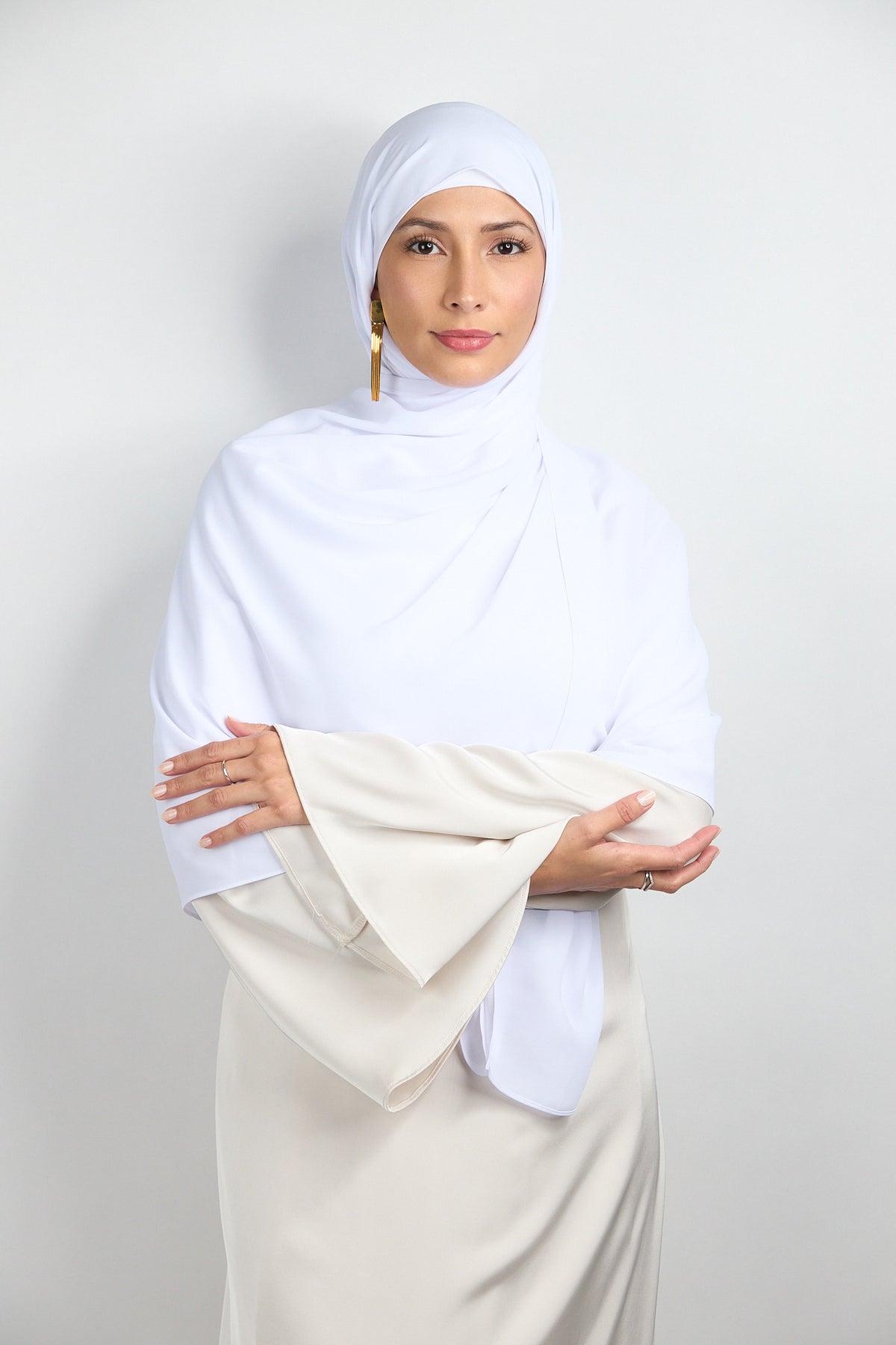 Diamond Chiffon Hijab with Matching Undercap Snow White 