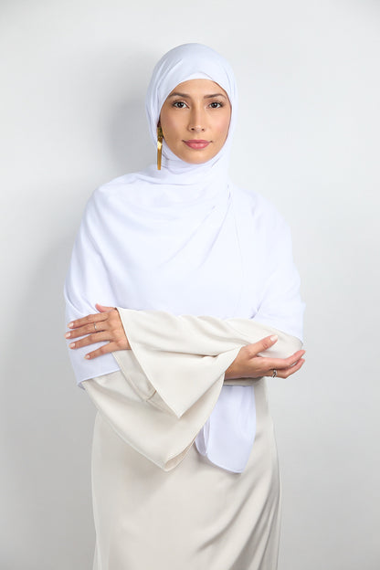 Diamond Chiffon Hijab with Matching Undercap Snow White 