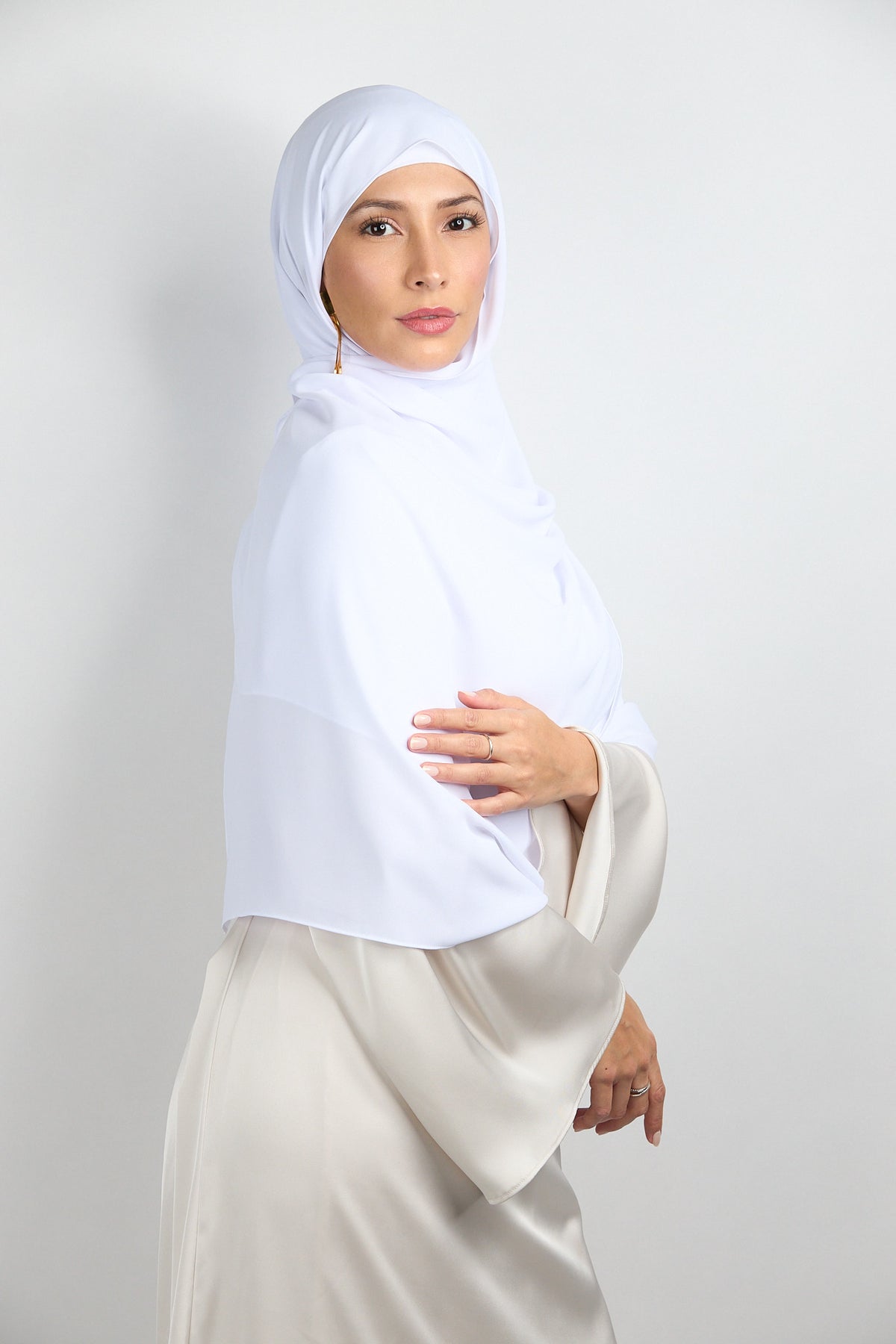 Diamond Chiffon Hijab with Matching Undercap Snow White 