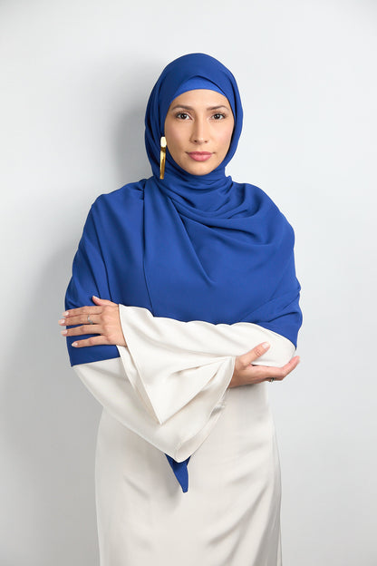 Diamond Chiffon Hijab with Matching Undercap Royal Blue 