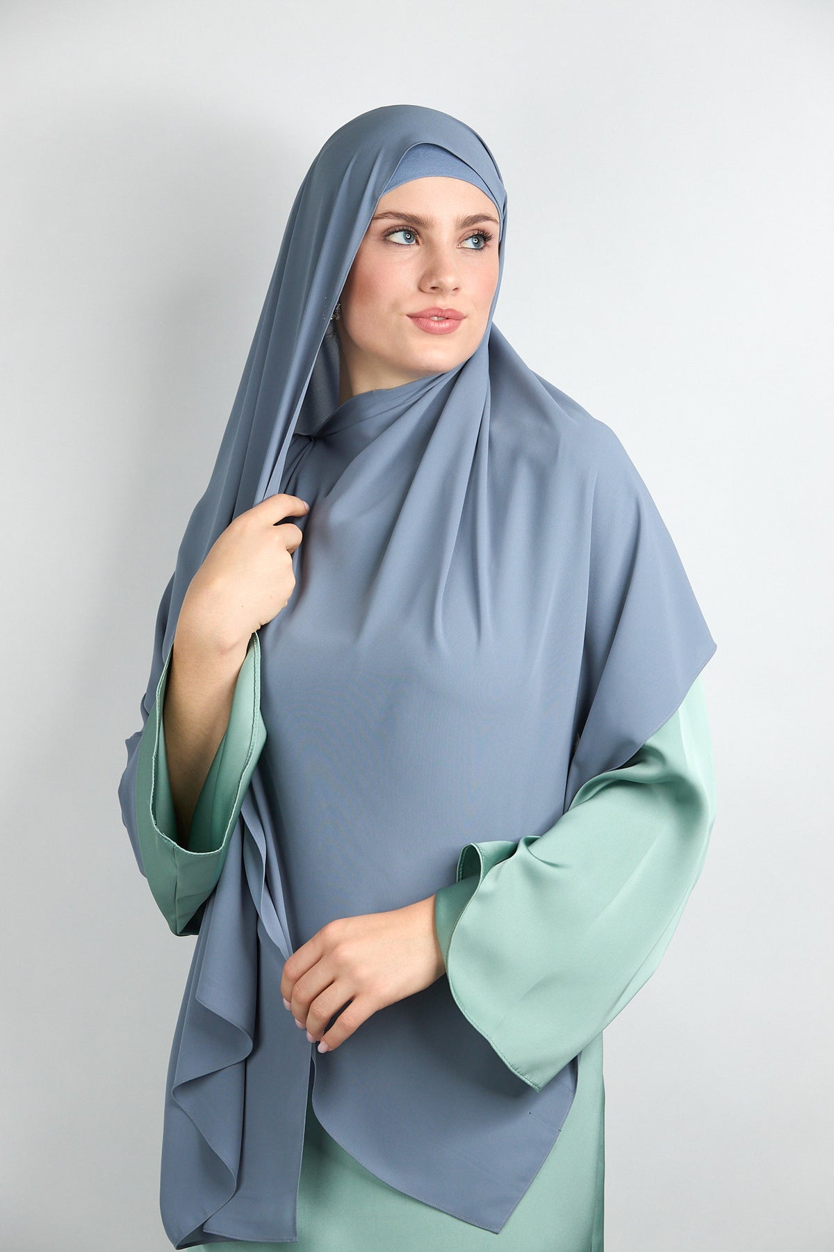 Diamond Chiffon Hijab with Matching Undercap Blue Gray 
