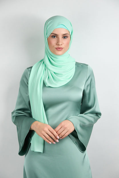 Diamond Chiffon Hijab with Matching Undercap Light Green 