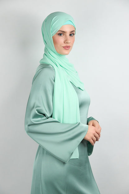 Diamond Chiffon Hijab with Matching Undercap Light Green 