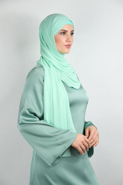 Diamond Chiffon Hijab with Matching Undercap Light Green 