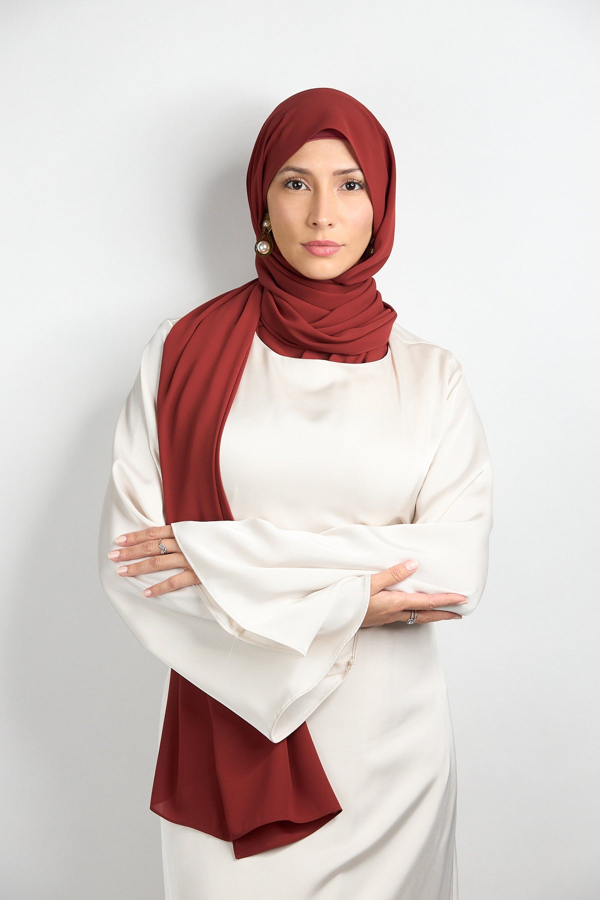 Diamond Chiffon Hijab with Matching Undercap Dust Orange 