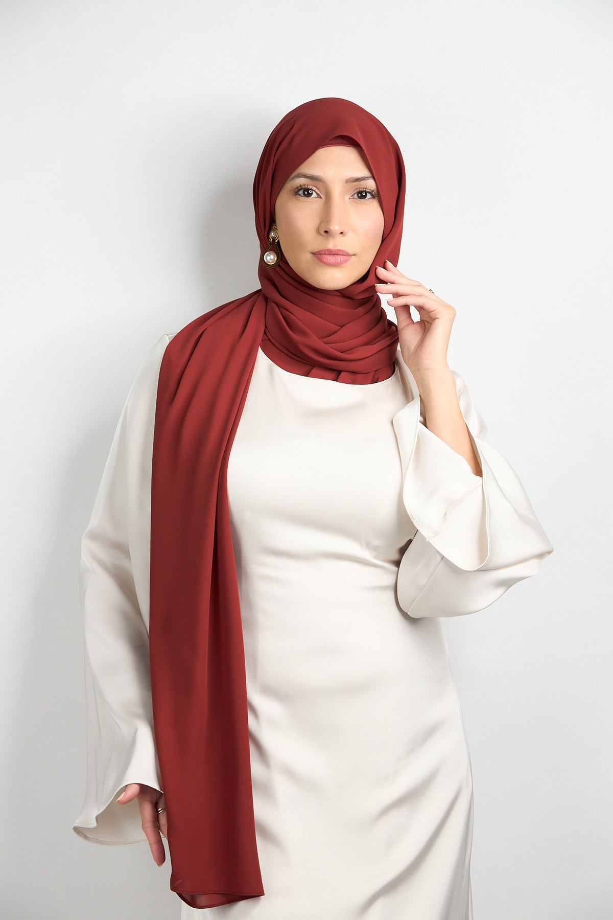 Diamond Chiffon Hijab with Matching Undercap Dust Orange 