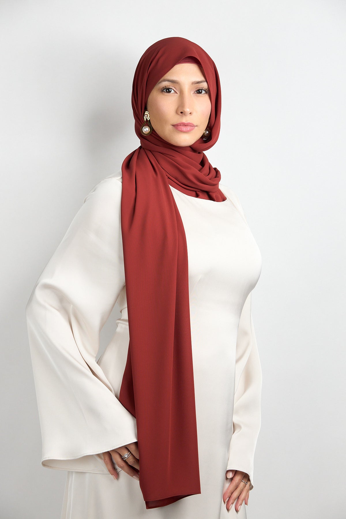 Diamond Chiffon Hijab with Matching Undercap Dust Orange 
