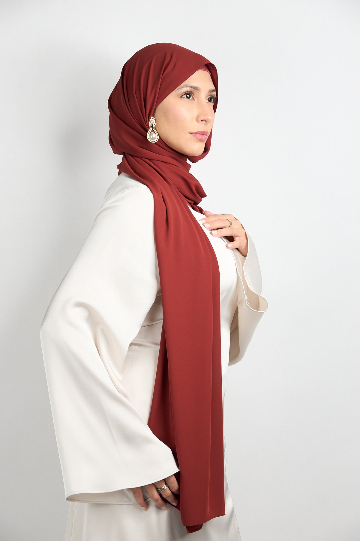 Diamond Chiffon Hijab with Matching Undercap Dust Orange 