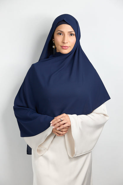 Diamond Chiffon Hijab with Matching Undercap Navy Blue 2 