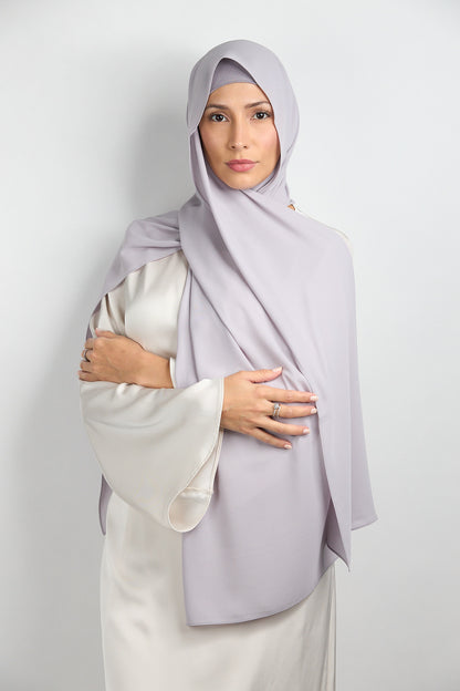 Diamond Chiffon Hijab with Matching Undercap Light Gray 