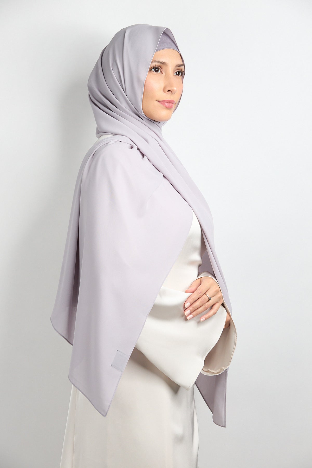 Diamond Chiffon Hijab with Matching Undercap Light Gray 