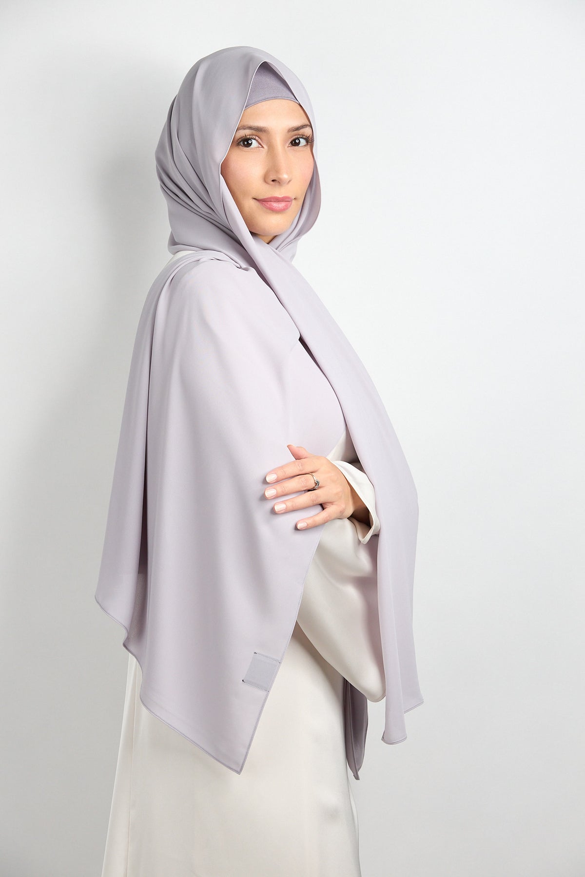 Diamond Chiffon Hijab with Matching Undercap Light Gray 